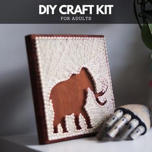 String Art Kit for Adults – Woolly Mammoth Silhouette DIY Craft Kit