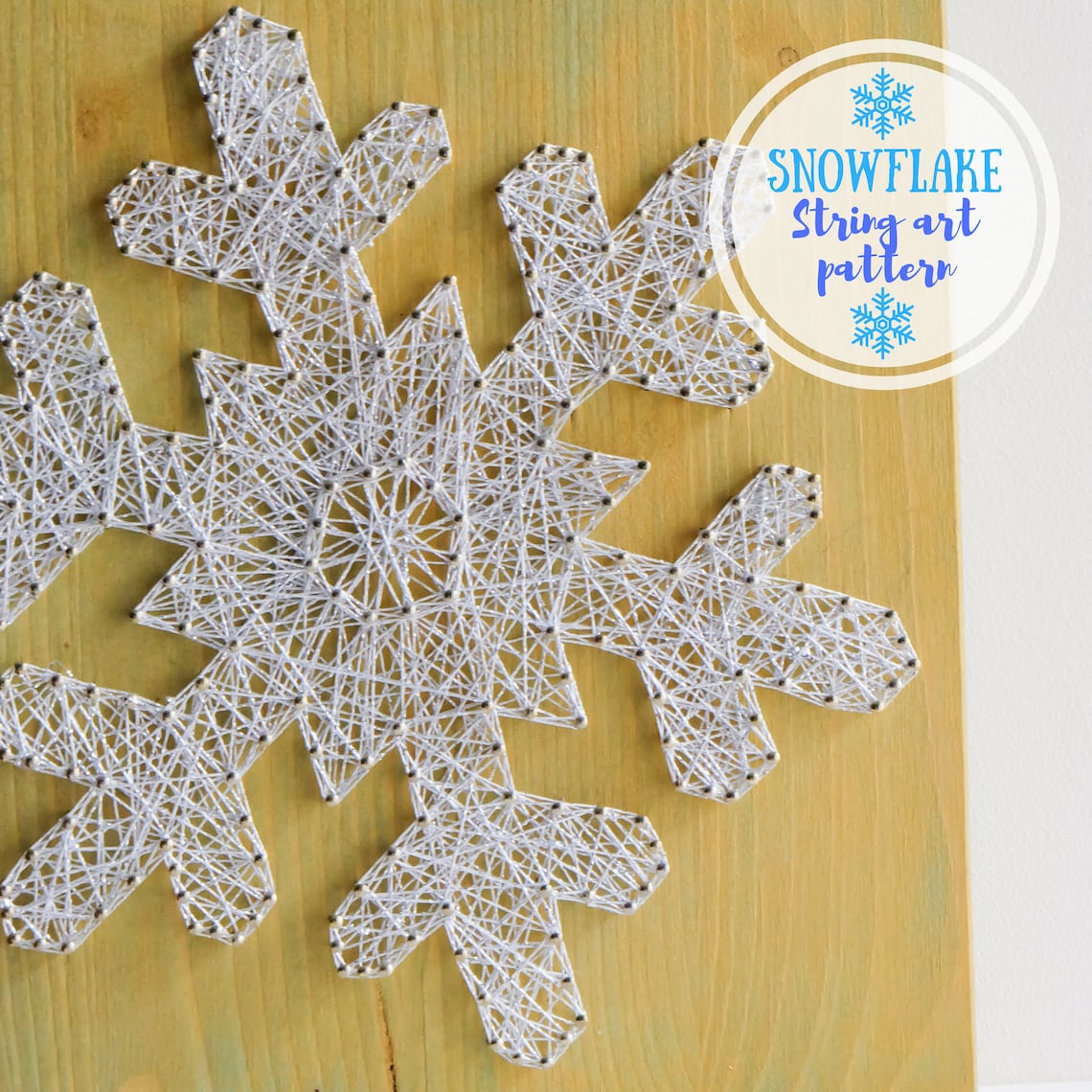 Christmas Snowflake string art pattern with instructions Etsy