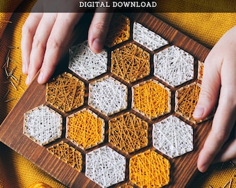 String Art Pattern - Honeycomb Bee Template