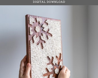 String Art Pattern - Snowflake Silhouette Template