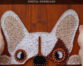 String Art Pattern - Frenchie Dog Face Template