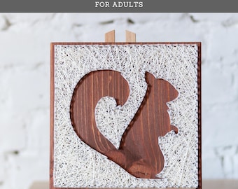 String Art Kit for Adults – Forest Squirrel Silhouette DIY Craft Kit