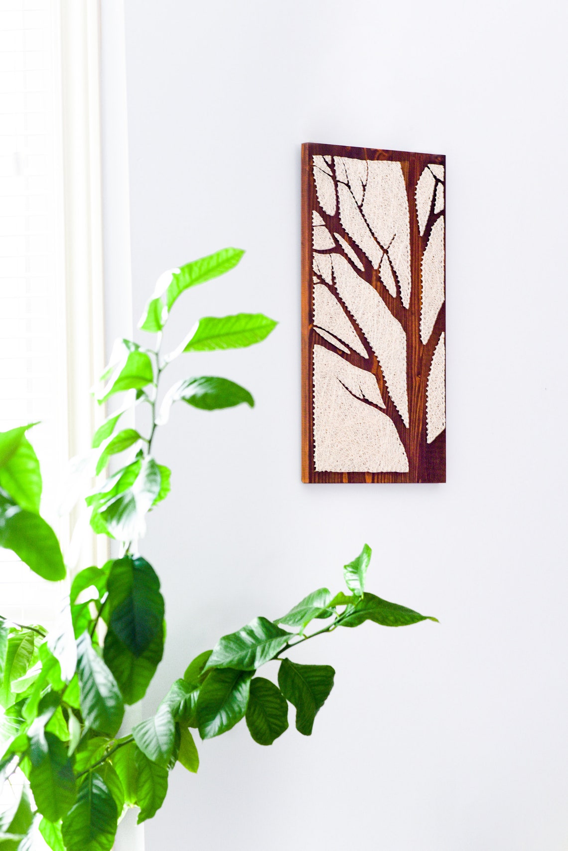 Tree string art silhouette modern minimalist wall decoration Etsy