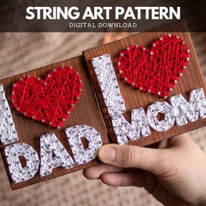ストリングアートパターンセット - 「ママとパパが大好き」テンプレート