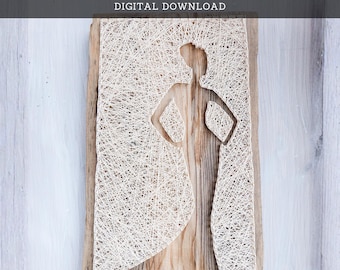 String Art Pattern - Woman Silhouette Template