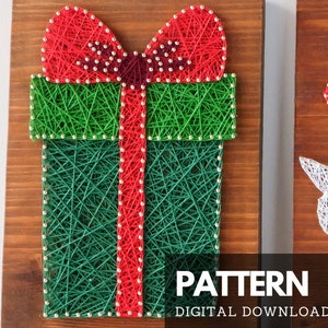 Geschenkbox String Art Muster zum Ausdrucken - String Art Vorlage Weihnachtsgeschenkbox für Kinder und Erwachsene, druckbare String Art Nagelvorlage