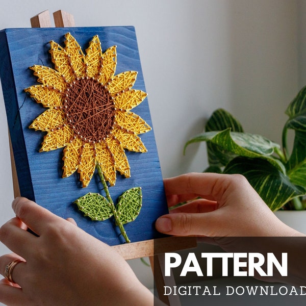 Sunflower DIY string art pattern - String art template printable - Spring string art pattern with instructions and tips for beginners