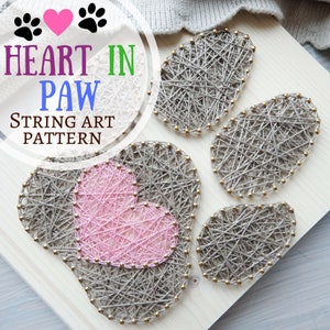 Dog Paw String Art Pattern Printable Dog Paw and Heart String Art ...