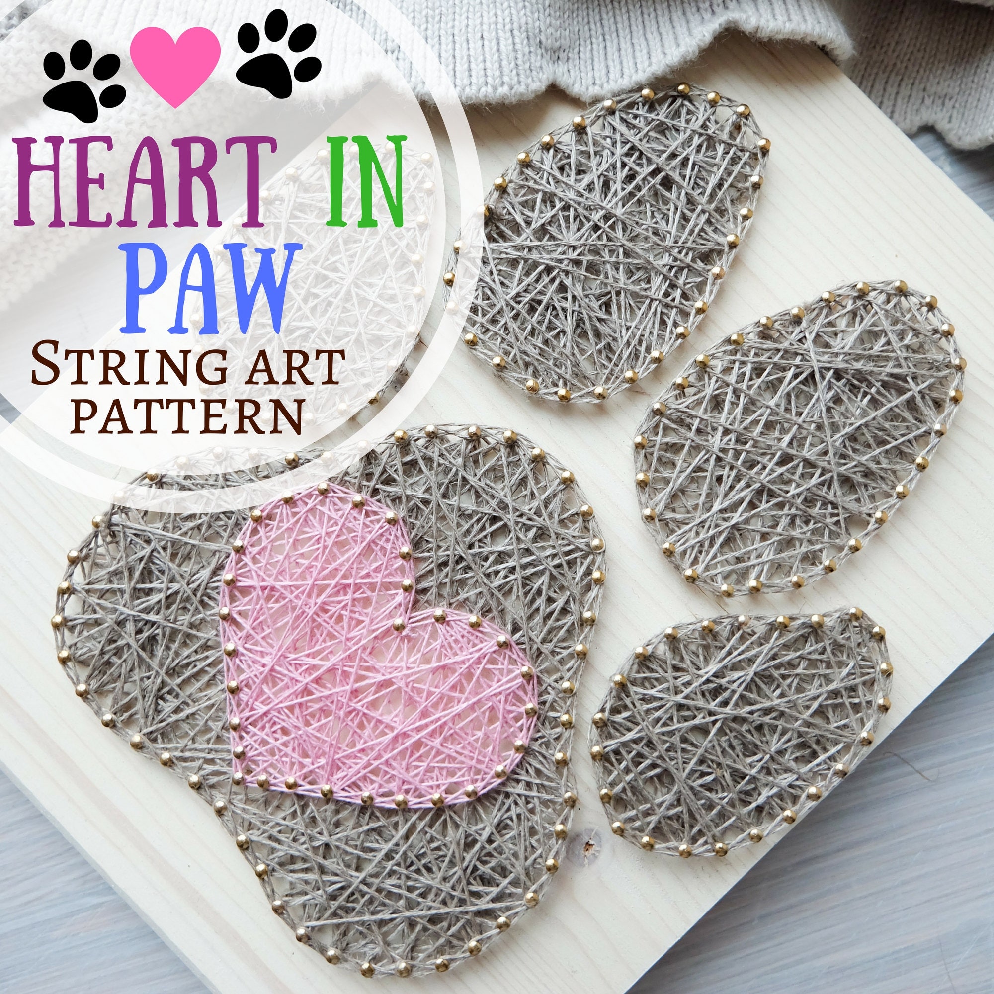 string art pattern paw and heart diy string art pattern