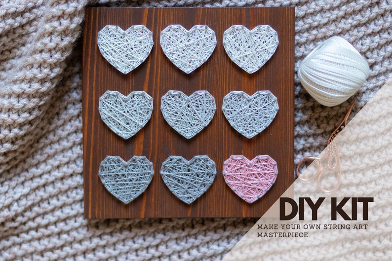 wall hanging string art kits for adults tweens and kids Valentines day heart string art sign decor DIY art kit for kids and adults