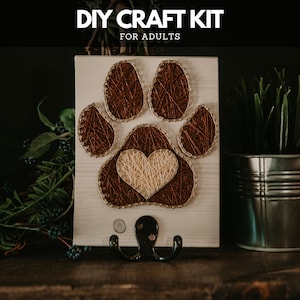 String Art Kit for Adults – Dog Paw DIY Craft Kit with Hook