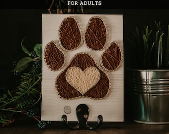 String Art Kit for Adults – Dog Paw DIY Craft Kit with Hook