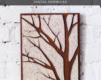 Modello di arte con stringhe - Modello di sagoma di albero