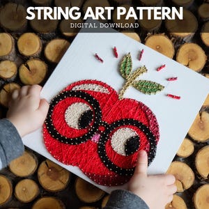 String Art Pattern – Apple Printable Template for DIY String Art