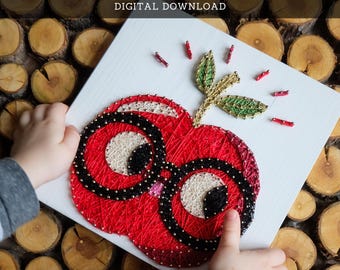 String Art Pattern – Apple Printable Template for DIY String Art