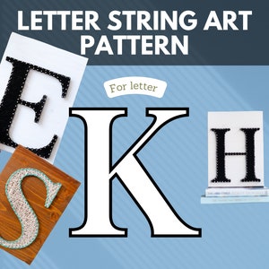 Padrão de string art para impressão - padrão, tutorial de modelo para string art letra K