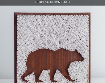 String Art Pattern - Forest Bear Template
