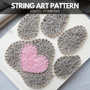 String Art Pattern - Dog Paw With Heart Template