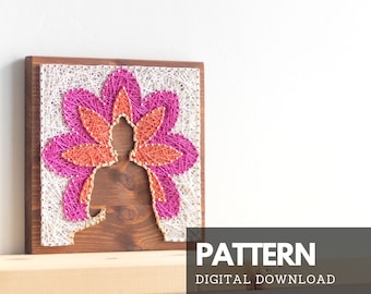 String art pattern printable - Buddha and lotus DIY string art pattern with instructions, template for DIY string art projects