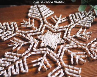 String Art Pattern - Sneeuwvlokoverzichtssjabloon