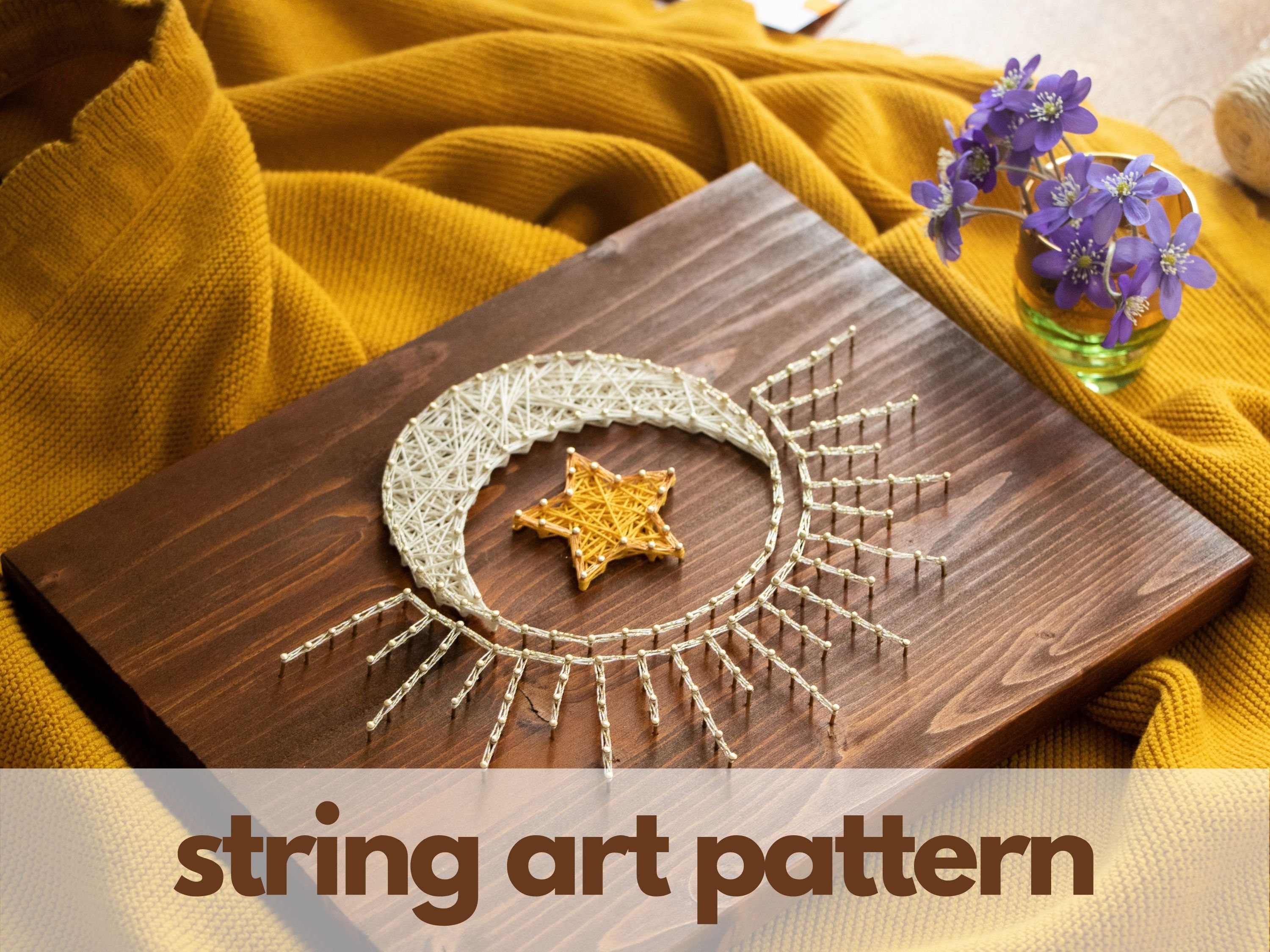 Wall Hangings Sun moon and stars minimalist string art wall decor Home