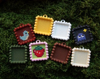 Cross Stitch Keychain Blanks: Mini Stitchable Charms and Ornaments with Clip-In Back, Gifts for Cross Stitchers