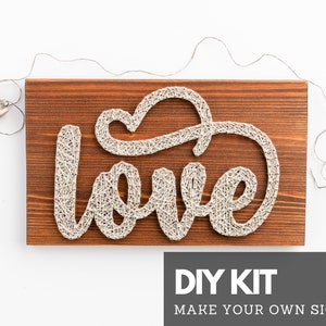 String art DIY kit for adults and kids with love text design - step-by-step DIY gift for crafters, friends and family