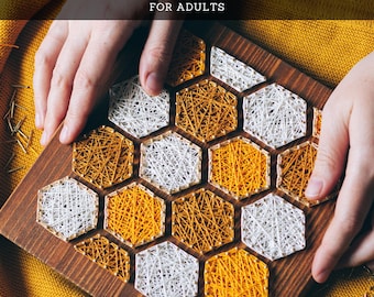 String Art Kit for Adults, Bee Honeycomb Wall Decor, Beginner DIY Craft Kit