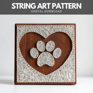 String Art Pattern - Dog Paw and Heart Template