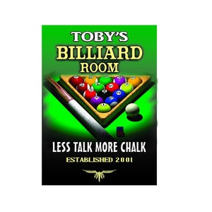 Billiard Sign/ Pool Sign -Add Name