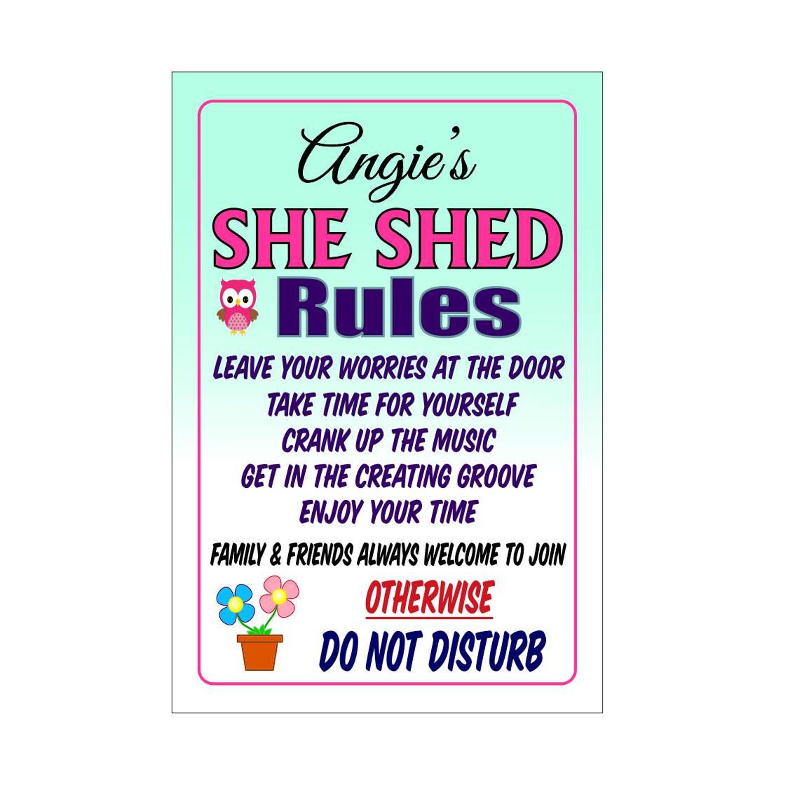 Personalized She Shed Rules Sign Etsy