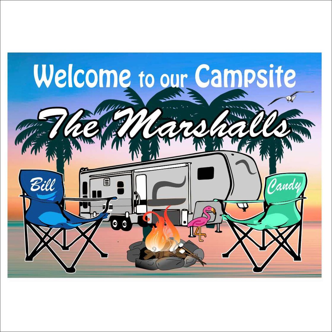 Camp Sign Featuring 5th Wheel Camp Chairs and Flamingo- FREE SHIPPING ...