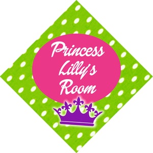 Princess Polka Dot Custom Room Signs -Add Name