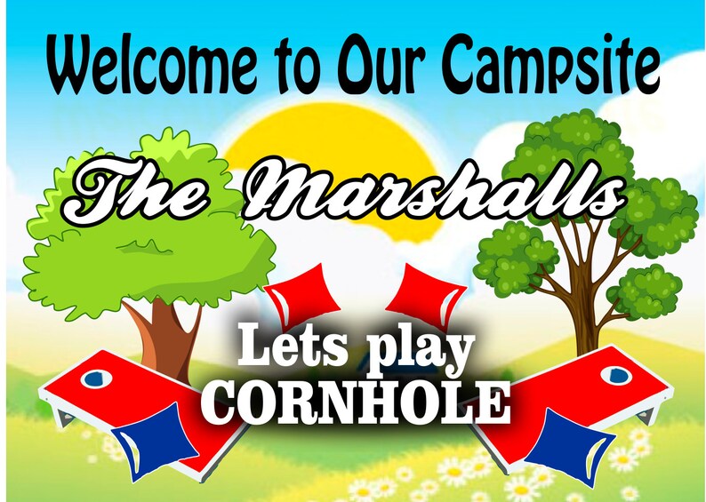 Camper Sign Corn Hole Sign Bean Bag Toss Sign Colors Etsy