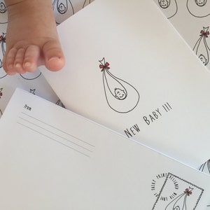 Tarjeta imprimible para bebé recién nacido, sobre, etiqueta, papel, minimalista, hecha a mano, tamaño A4 o carta
