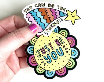 Motivational Stickers 2 Pack, Vinyl Stickers, Cute Vinyl Sticker, Positivity Vinyl Stickers, Cute Laptop Decals, Colourful Vinyl Stickers