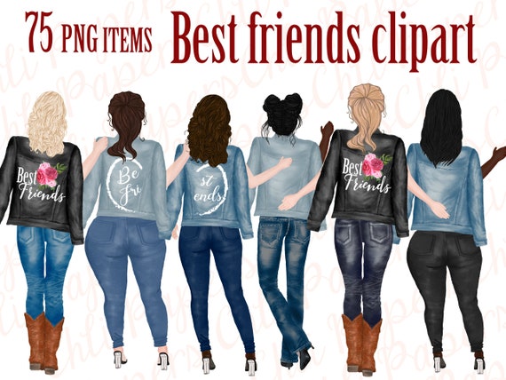Best Friends Clipart jeans and Legs plus Size Girls bridesmaid Clipart denim Clipart girls Clipart jeans Jackets bff Clipart bachelorette Etsy Canada