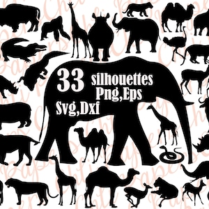Safri Animals Silhouette Svg: "SAFARI ANIMALS CLIPART" Svg animale africano svg,Wild Animals Svg,Animals cut file,Aimal cutting file,Animal Vector
