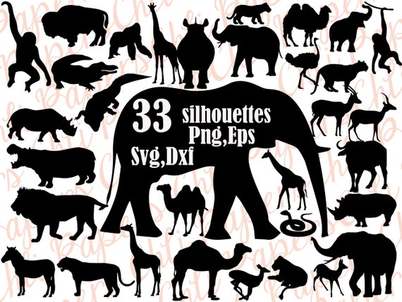 Safri Tiere Silhouette Svg Safari Animals Clipart Etsy