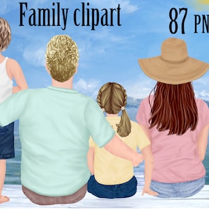 Familie-ClipArt, benutzerdefinierte Familie Portrait, Bruder Schwester Clipart, sitzende Familie, Eltern Clipart, DIY-Porträt, Sublimation Design, Familie Becher Geschenk