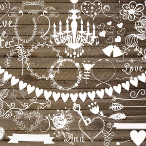 Chalkboard wedding clipart: &quot;WEDDING CLIP ART&quot; shabby chic wedding wedding invitation vintage clipart chalkboard clip art Instant download