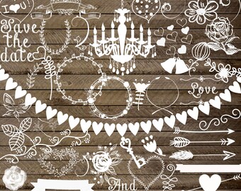 Chalkboard wedding clipart: "WEDDING CLIP ART" shabby chic wedding wedding invitation vintage clipart chalkboard clip art Instant download