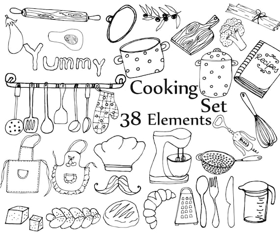 Cute Kitchen Wares Clip Art Set – Daily Art Hub // Graphics, Alphabets & SVG