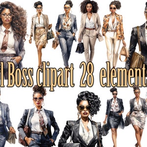 Girl boss clipart, Lady Boss ClipartBlack Girl Boss Clipart, Black Woman Clipart, Business Woman Clipart, African American Woman, Fashion Girl