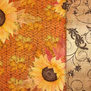 Fall Digital Papers: sunflower PAPER Pack Autumn Paper Pack,planner ...