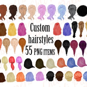 Custom Hairstyles Clipart,Hair clipart, Womans Hair Clipart,Bridesmaid Clipart,Girls clipart,Long Hair, Short Hair,Planner Clipart,Stickers