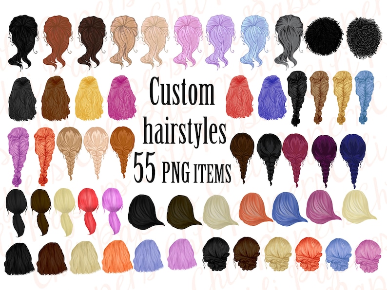 Download Clip Art Art Collectibles Womans Hair Clipart Bridesmaid Clipart Girls Clipart Long Hair Custom Hairstyles Clipart Hair Clipart Short Hair Planner Clipart Stickers