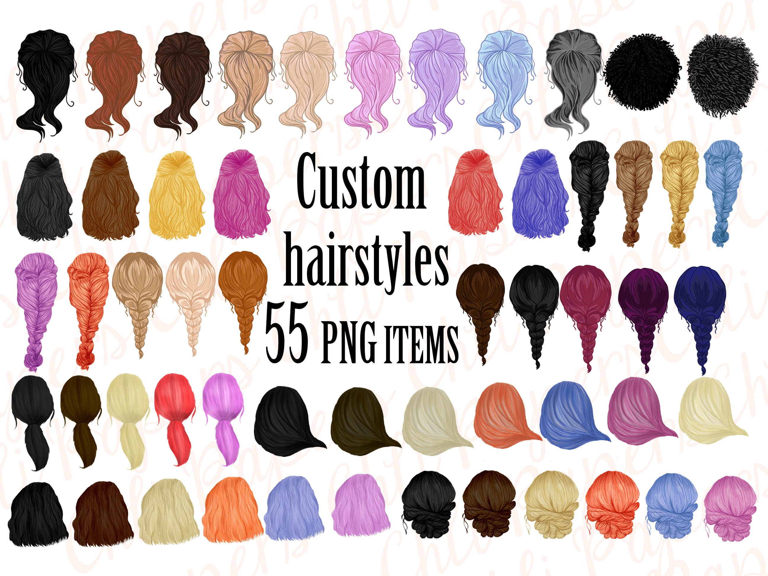 Download Custom Hairstyles Cliparthair Clipart Womans Hair Etsy