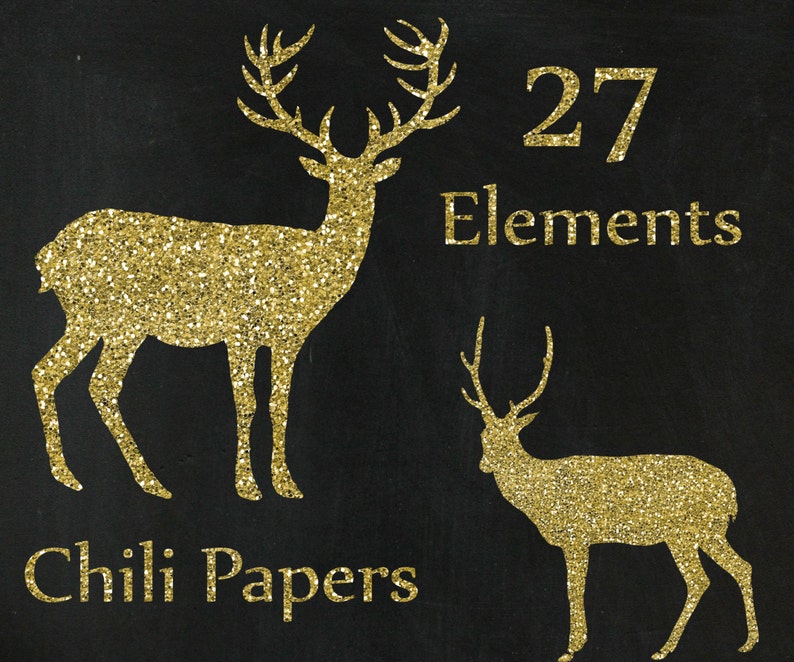 Gold Glitter Deer Clipart antler CLIP Art Antler Etsy
