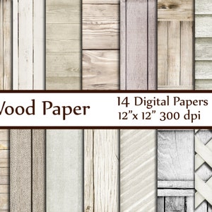 White Wood Digital Paper: WOOD PAPER Shabby chic wood Paper Background White Wood Scrapbook Paper Rustic Wood Paper Instant Download image 1